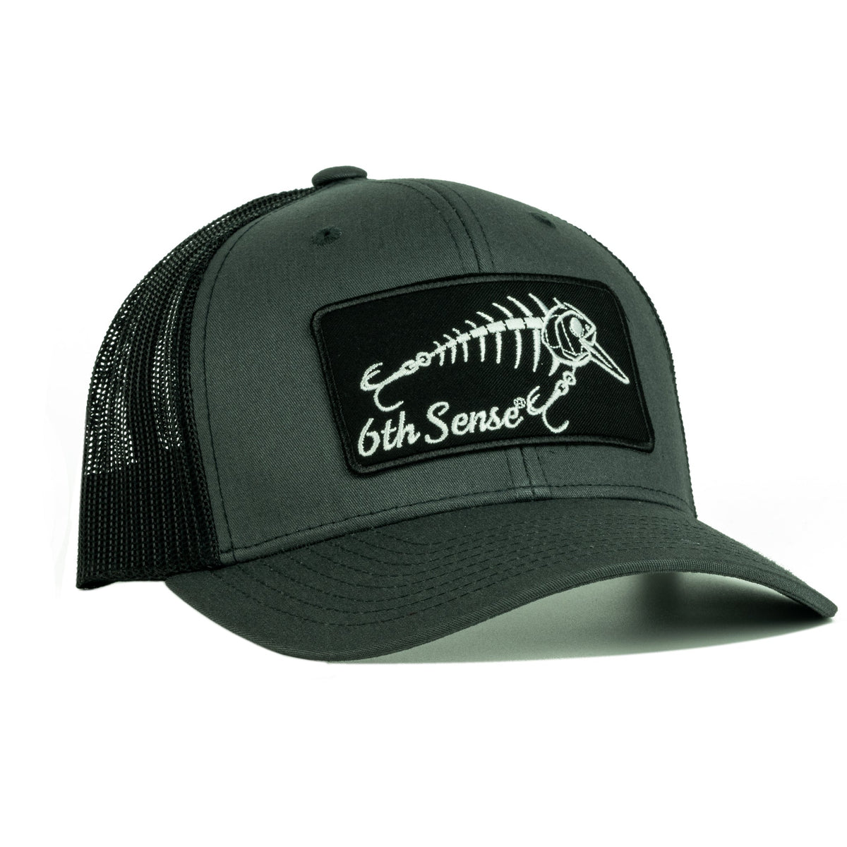 6th Sense Fishing - Premium Hats - Anatomy of a Crankbait - Charcoal/Black