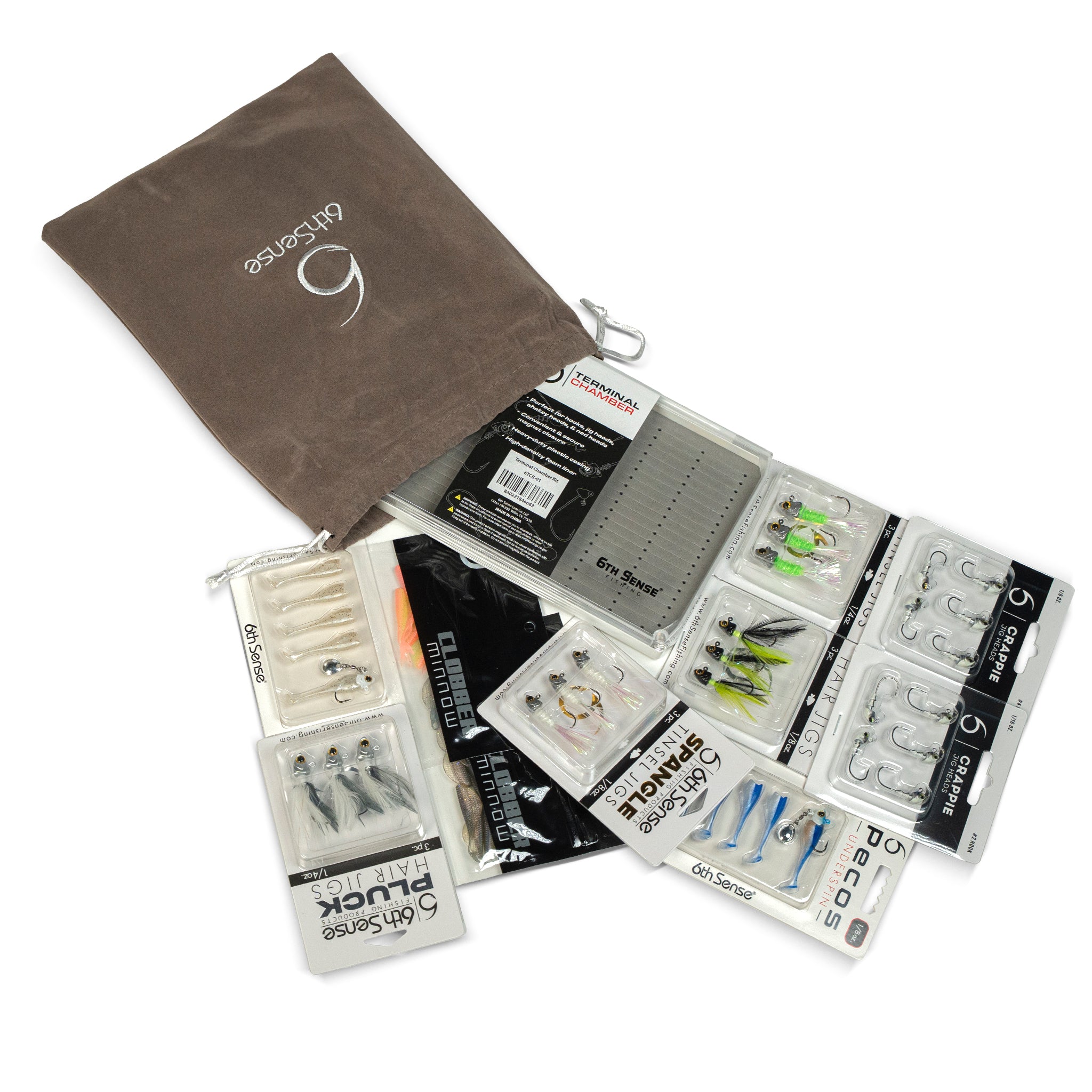 Crappie Terminal Bundle | Jig Head & Soft Plastic Kit | 6th Sense