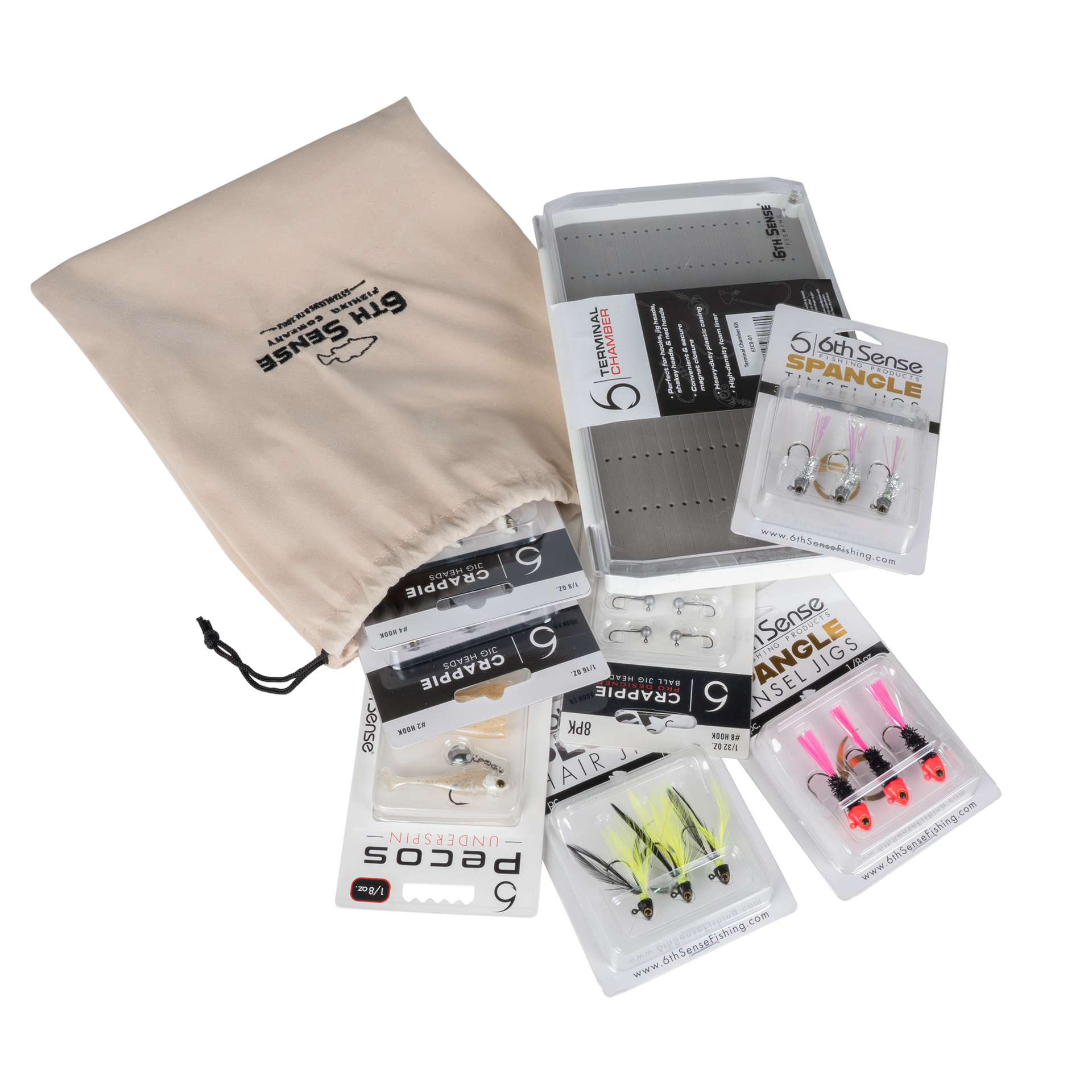 Crappie Terminal Bundle | Jig Head & Soft Plastic Kit | 6th Sense