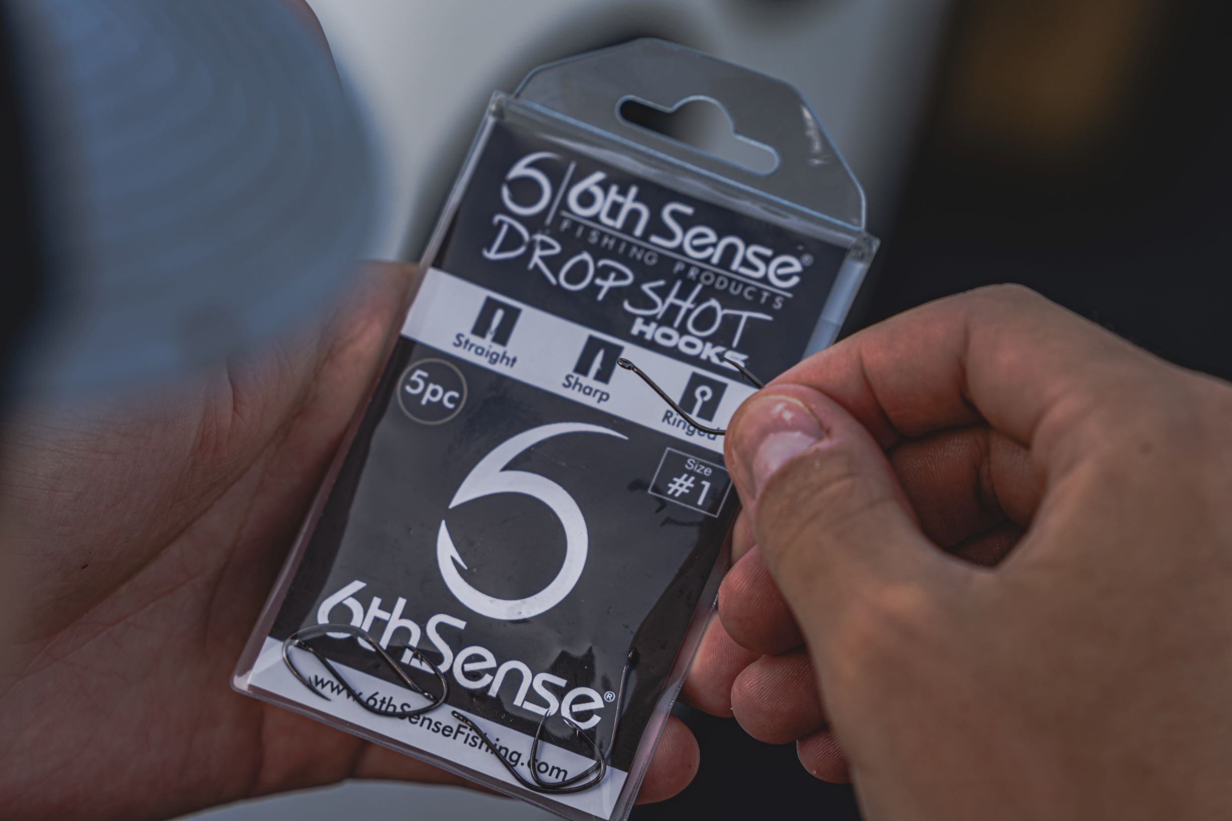New 6th Sense Drop Shot Hooks Size #1 Straight Sharp Ringed
