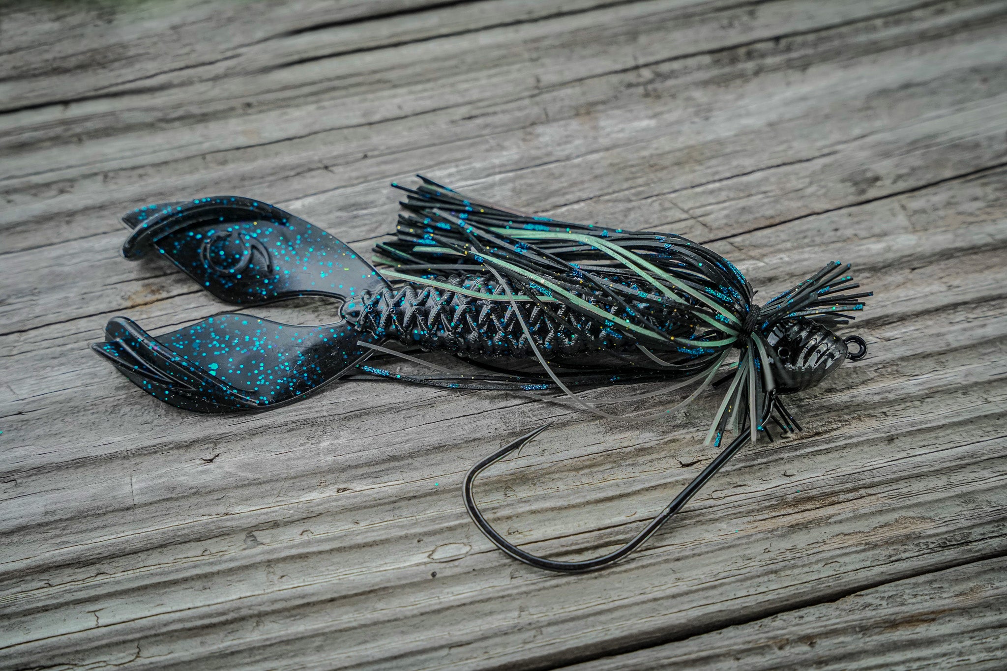 Black W/ Blue Tinsel Finesse Jig, Bass Fishing Lure 
