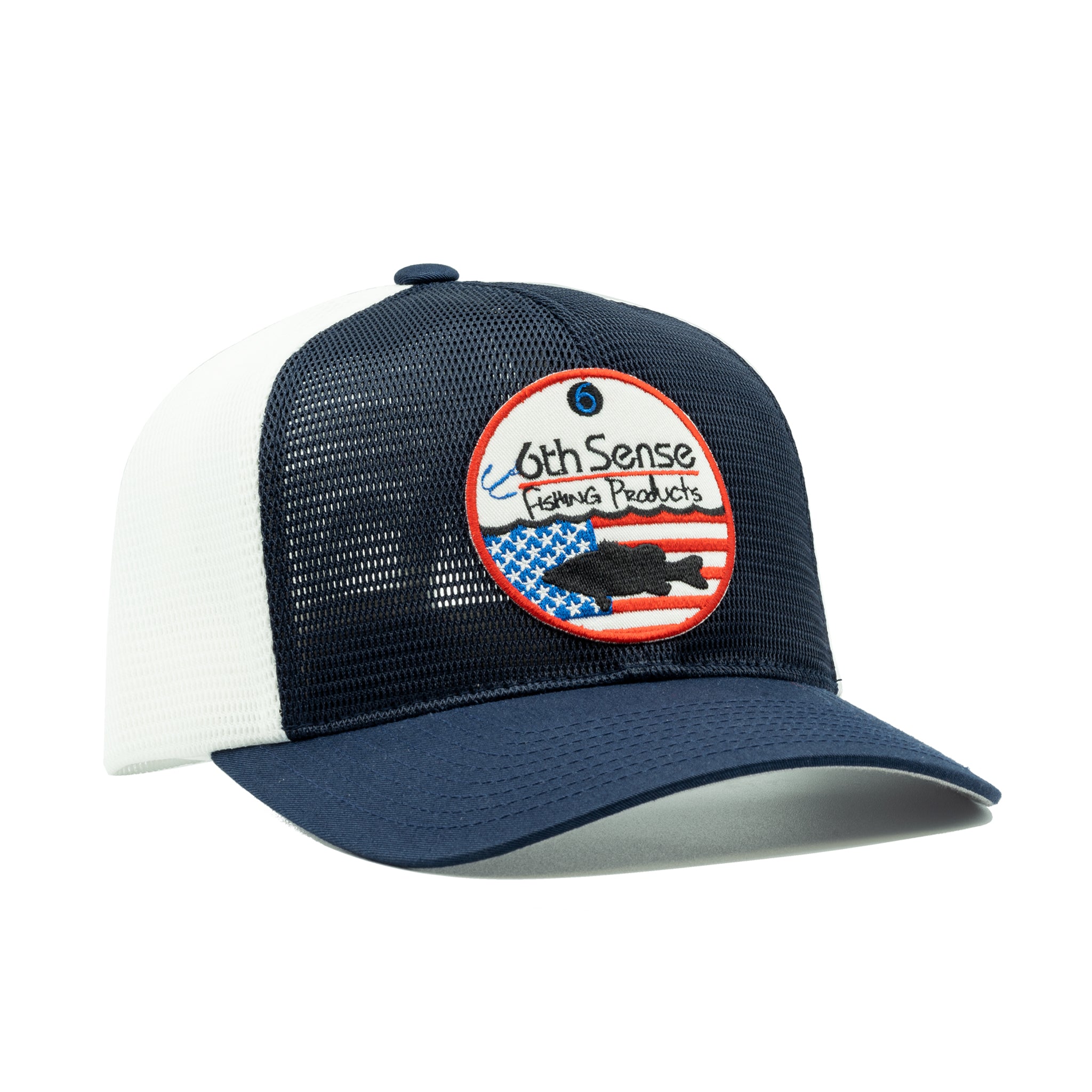 6th Sense Fishing - Premium Hats - FlagFish - FishLite - Navy/White